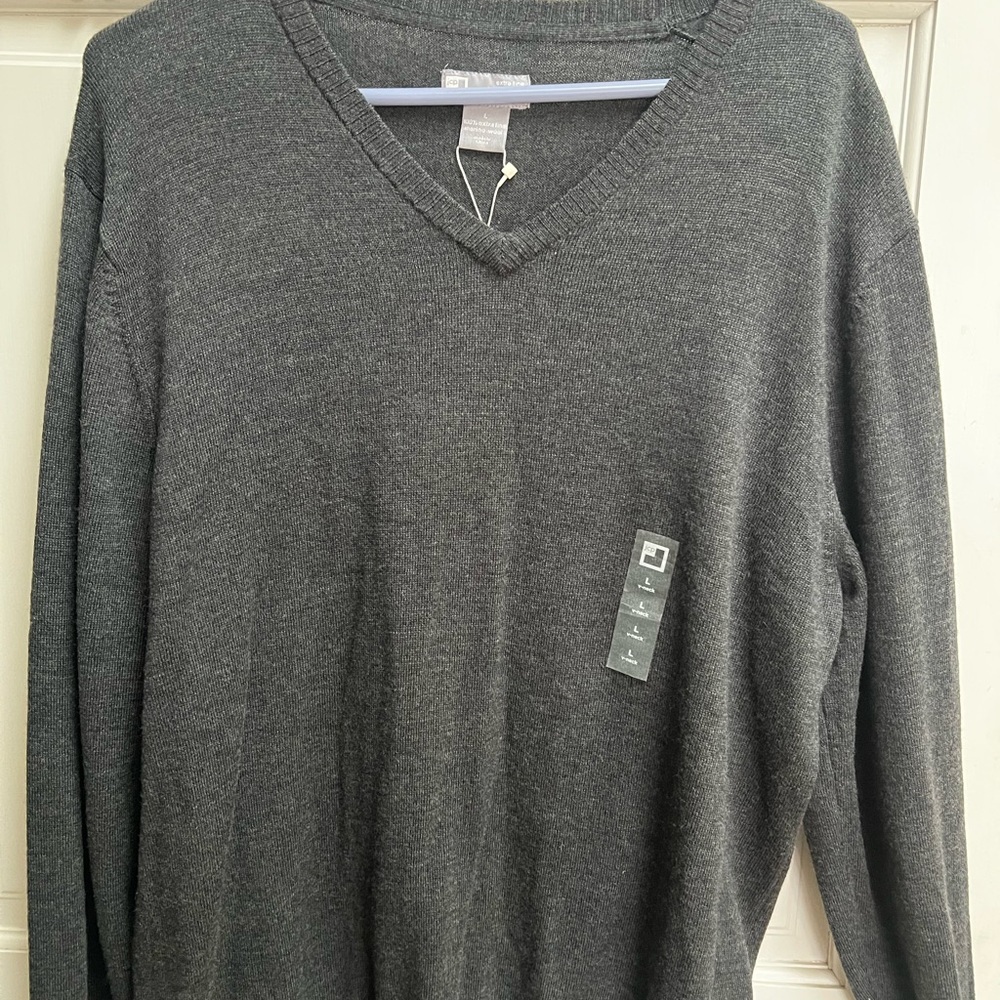 Elegant Charcoal V-Neck Sweater for Men